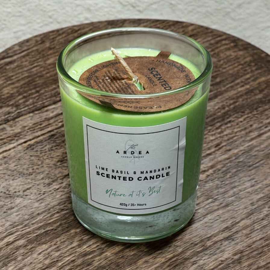 Lime Basil & Mandarin Scented Candle - Candles - The Ardea Candle Makers