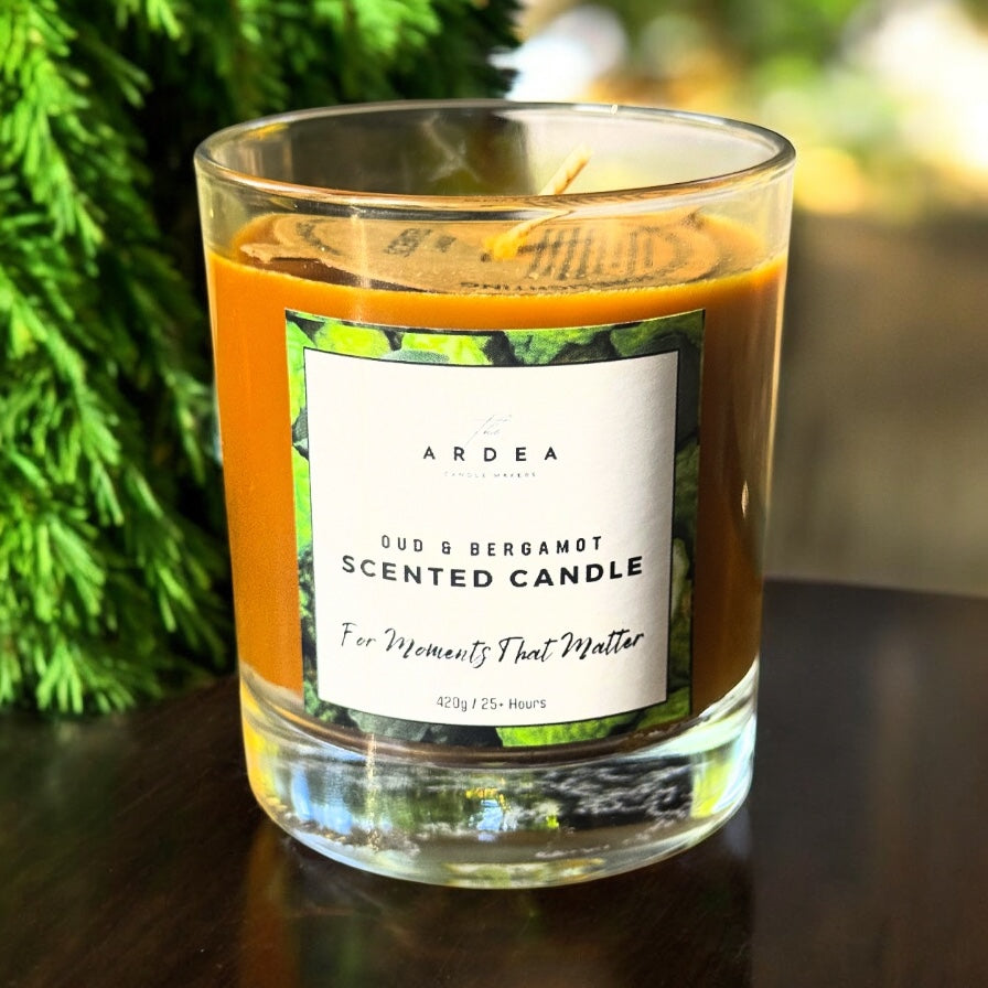 Oud & Bergamot Scented Candle - Candles - The Ardea Candle Makers