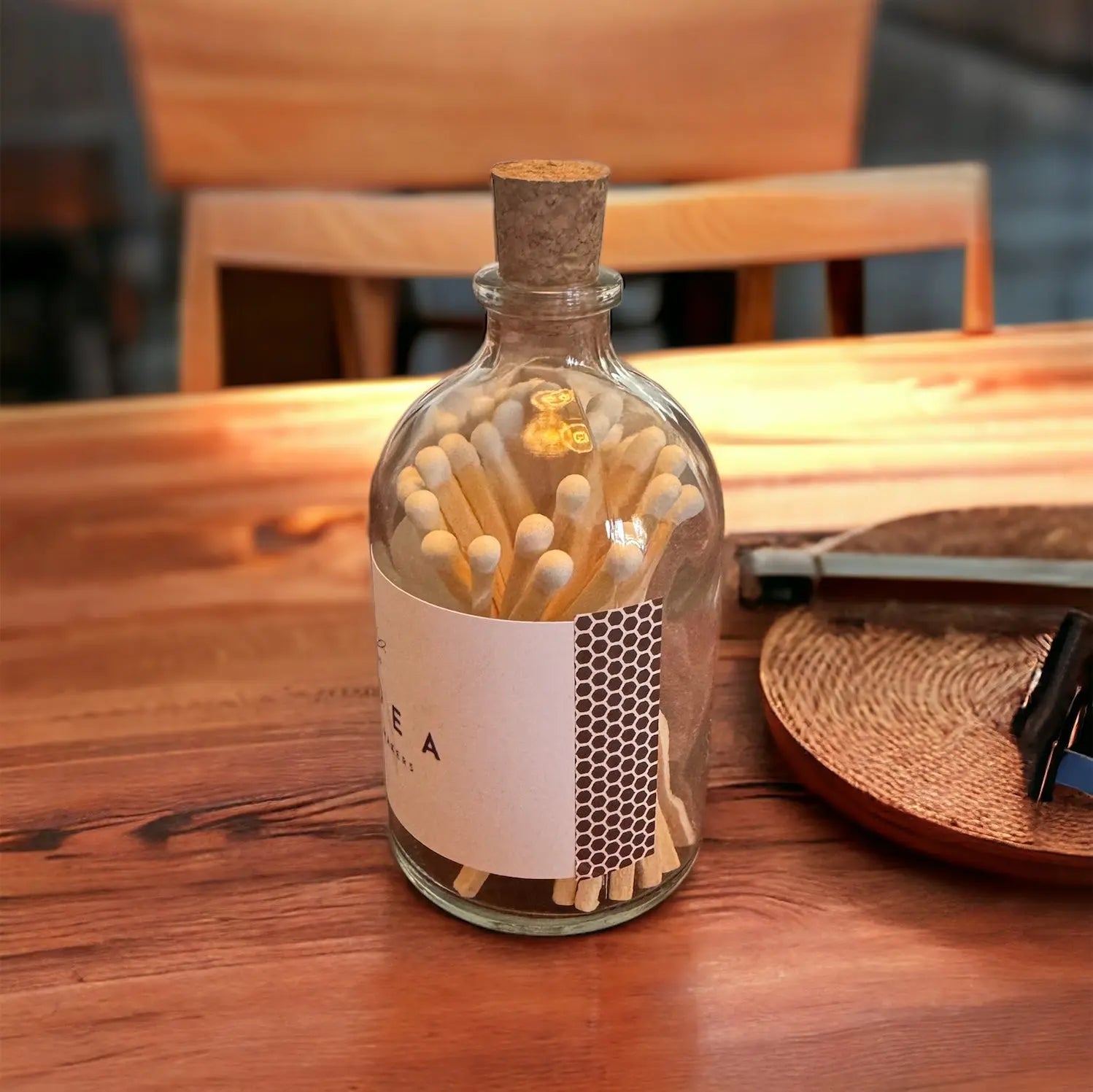 Candle Matches In Glass Jar With Cork Stopper - The Ardea Candle Makers