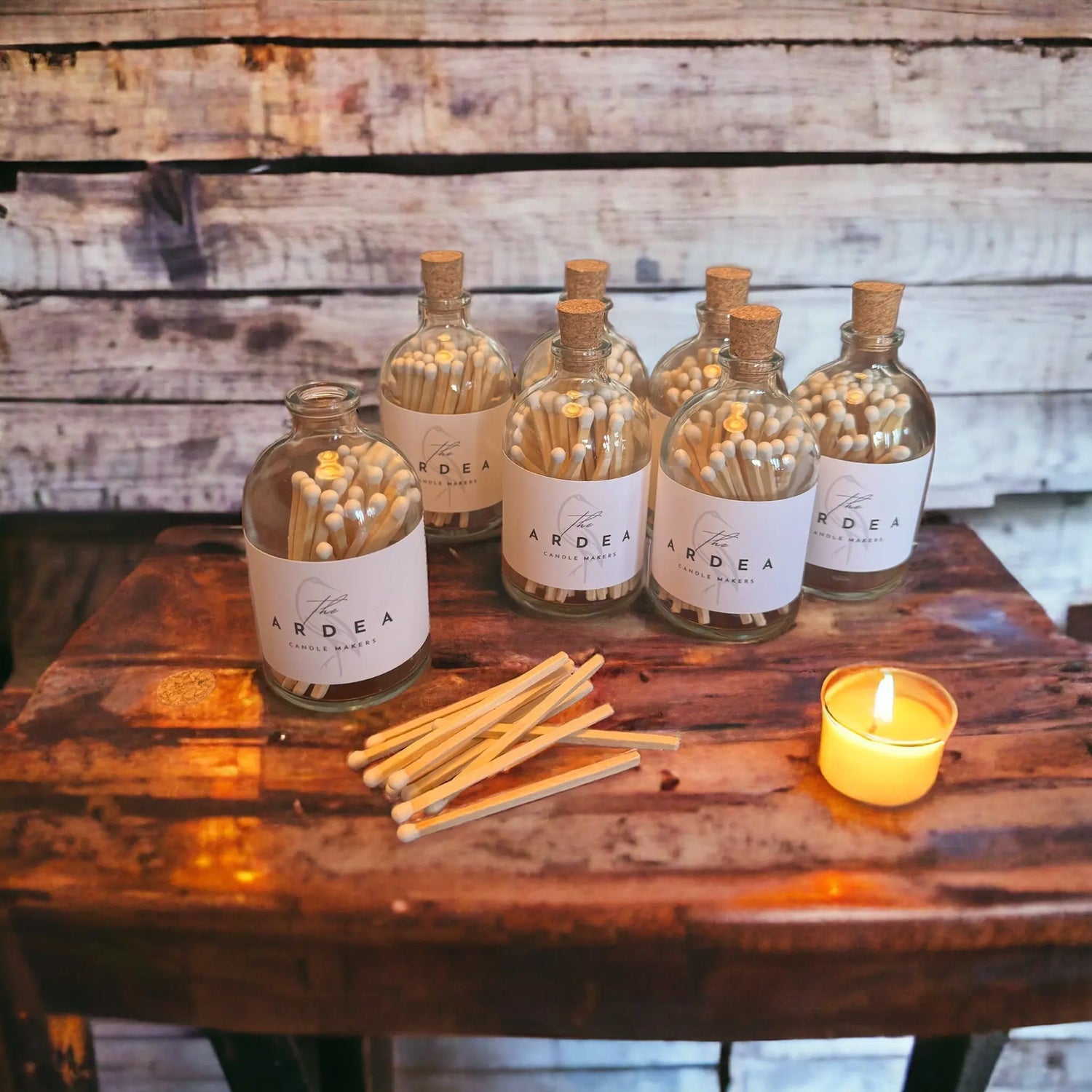 Candle Matches In Glass Jar With Cork Stopper - The Ardea Candle Makers