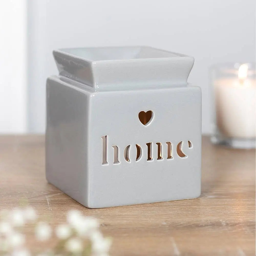 Grey Home Cut Out Oil Burner and Wax Warmer - The Ardea Candle Makers