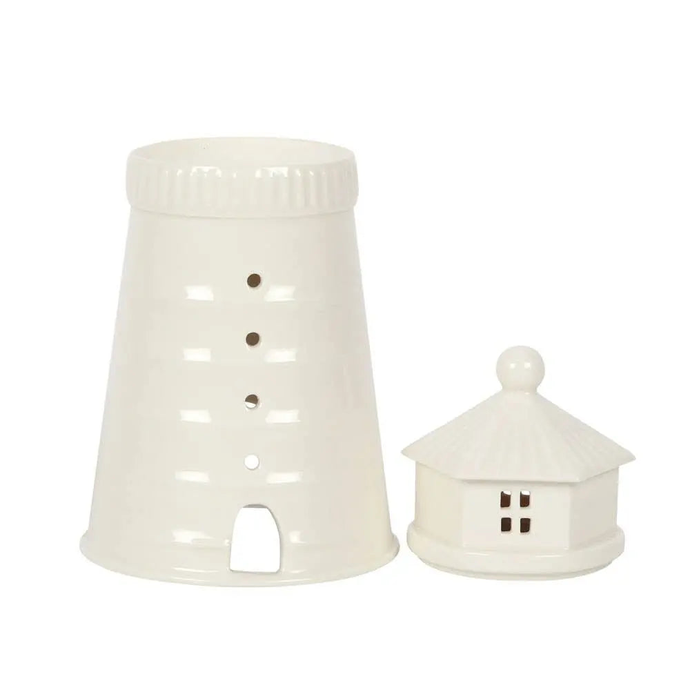 Nautical White Lighthouse Oil Burner and Wax Warmer - The Ardea Candle Makers