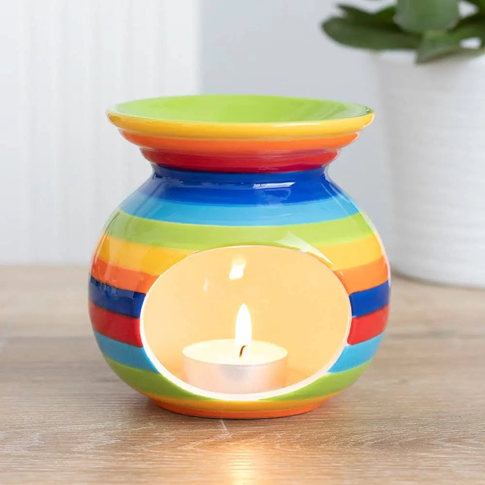 Rainbow Stripe Oil Burner and Wax Warmer - The Ardea Candle Makers