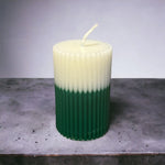 Short Green Chunky Soy Wax Pillar Candle - The Ardea Candle Makers