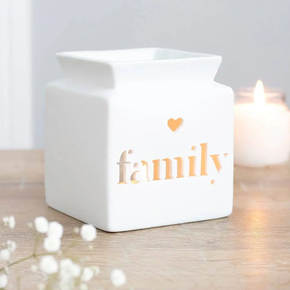 White Family Cut Out Oil Burner and Wax Warmer - The Ardea Candle Makers