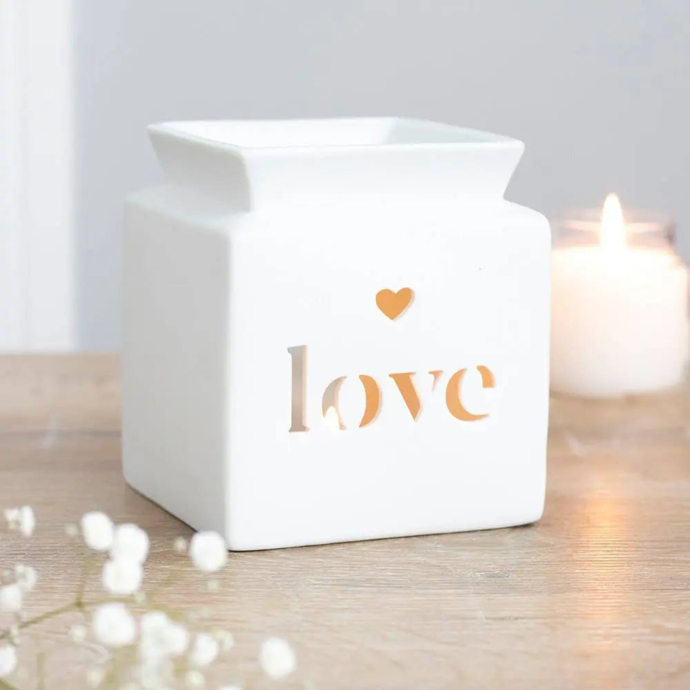 White Love Valentine's Day Oil Burner and Wax Warmer - The Ardea Candle Makers