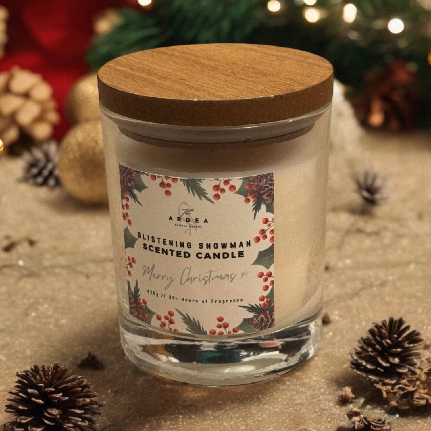 Glistening Snowman Festive Candle