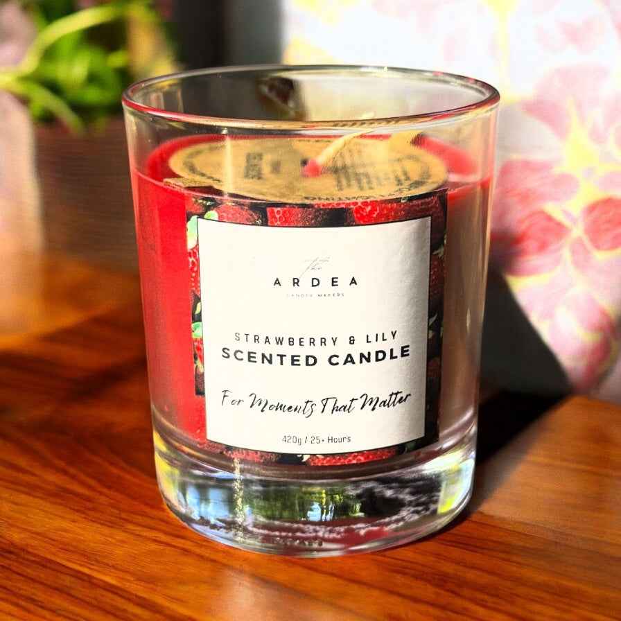 Strawberry & Lily Scented Candle - Candles - The Ardea Candle Makers
