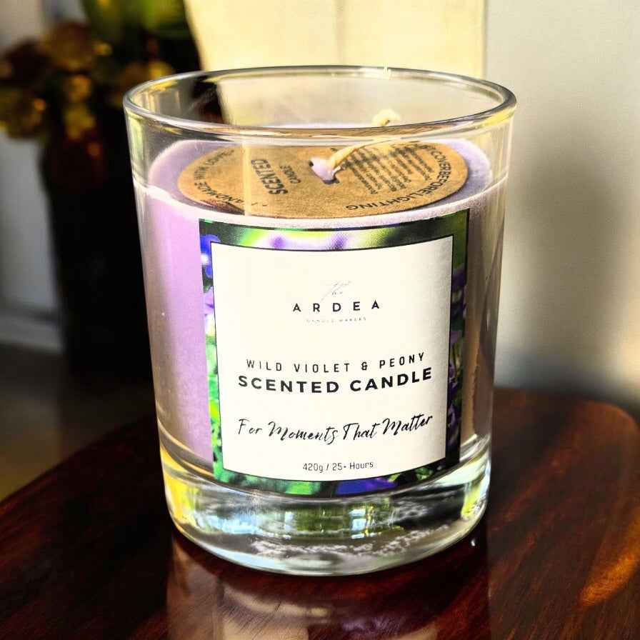 Wild Violet & Peony Scented Candle - Candles - The Ardea Candle Makers